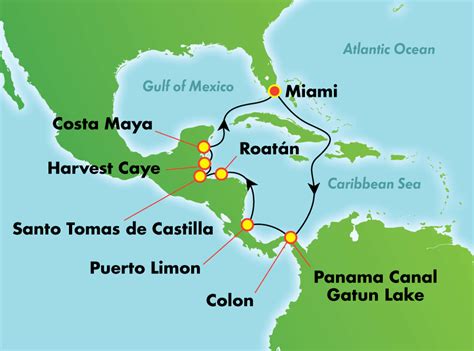 Panama Canal Cruise Route Map