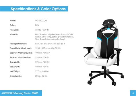 Buy Alienware S5000 Gaming Chair VG-S5000_AW at Ubuy Australia