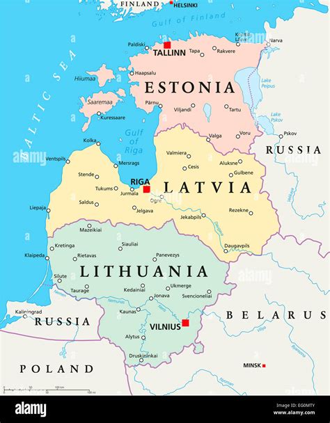 Baltic States Political Map Stock Photo - Alamy