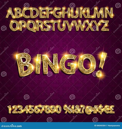 Bingo Goldenes Glühendes Alphabet Stock Abbildung - Illustration von elektrizität, film: 84046584