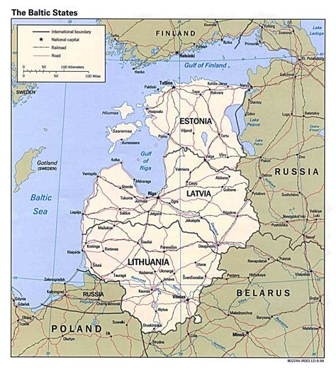 Large political map of the Baltic States with roads and major cities ...