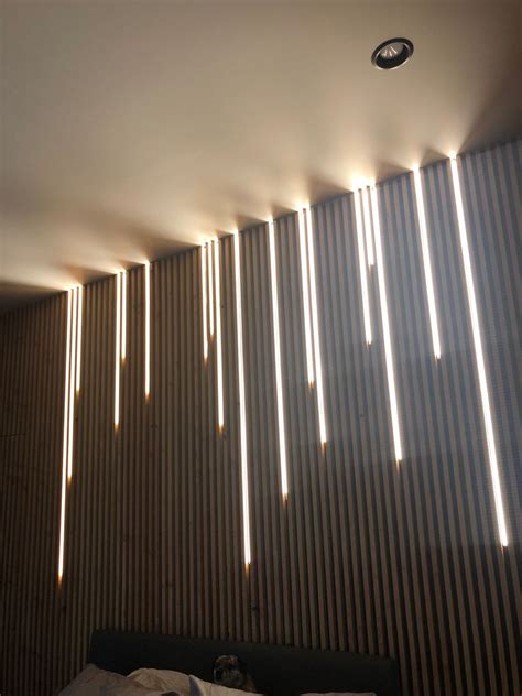 Slat wall with lighting | Slat wall, Wood slat ceiling, Wood slat wall