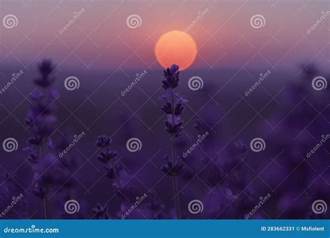 Lavender Flower Field. Violet Lavender Field Sanset Close Up Stock Image - Image of soft, plant ...