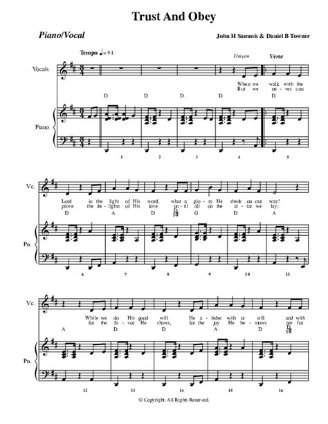 Trust And Obey Sheet Music PDF (G3 Kids) - PraiseCharts