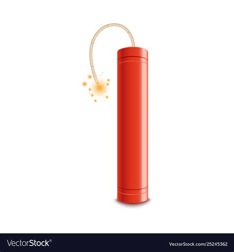 Red dynamite stick with lit fuse ready to explode Vector Image