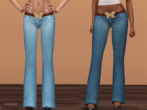 The Sims Resource - Y2K Jeans Low Rise Flare Jeans, Low Rise Pants, The ...