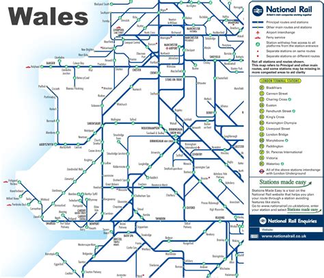 Wales rail map - Ontheworldmap.com