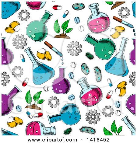 Clipart of a Seamless Background Pattern of Science Items - Royalty ...