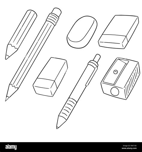 vector set of pencil, eraser and pencil sharpener Stock Vector Image & Art - Alamy