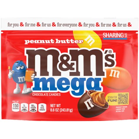 M&M'S Mega Peanut Butter Chocolate Candy Sharing Size Resealable Bag, 8 ...