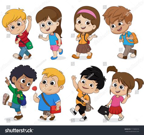 Kid Walking Schoolback Schoolvector Illustration Stock Vector (Royalty ...