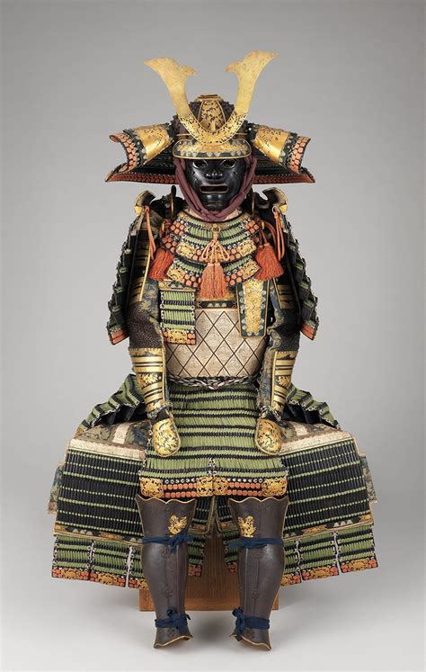 A full set of Japanese samurai armor (Yoroi) complete with Menpō(face ...