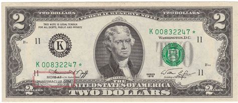 Crisp Uncirculated 1976 K Star Note, 2 Dollar Bill, 1976 - K Two Dollars