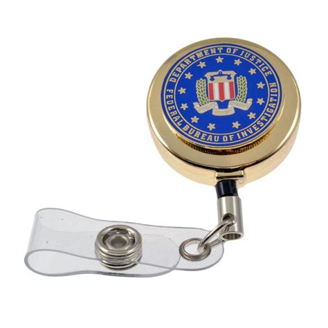 FBI Federal Seal Emblem Gold Retractable Badge Reel ID Holder Gold ...