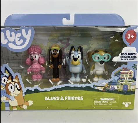 BLUEY AND FRIENDS: Bluey, Coco, Snickers And Honey 4 Figure Pack £9.00 ...