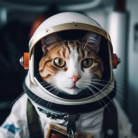 Premium AI Image | A cat wearing a helmet that says " astronaut " on it.