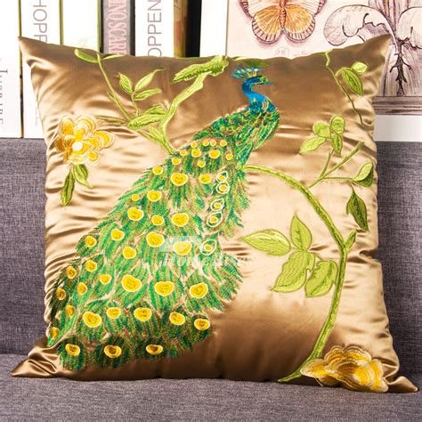 Peacock luxury Silk Best Couch Gold Throw Pillows