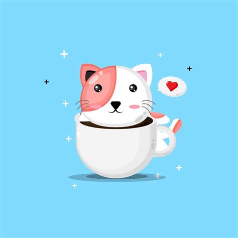 Cute cat on a coffee cup 2148848 Vector Art at Vecteezy