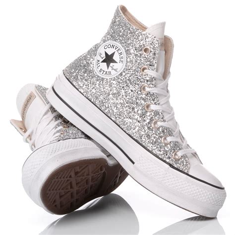 Converse Platform Glitter Silver customized mimanera