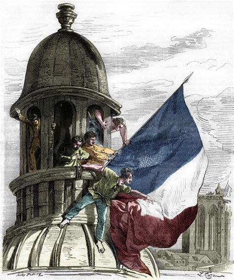 Illustration of the Tricolor Flag Being Waved During the French Revolution of 1830 posters ...