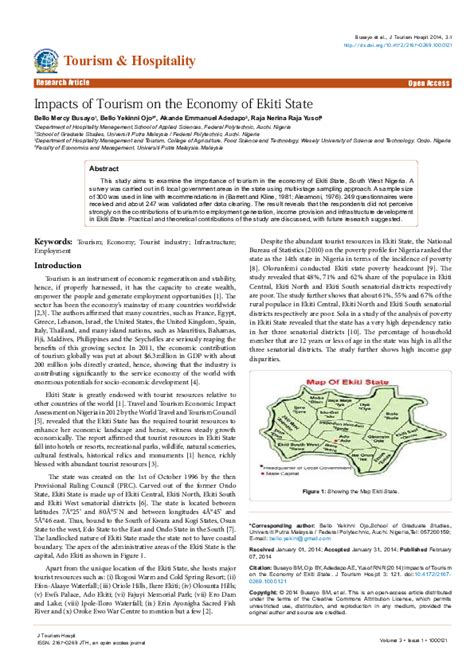 (PDF) Impacts of Tourism on the Economy of Ekiti State