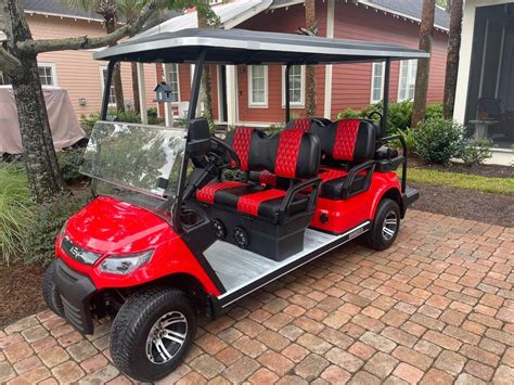 2023 Advanced EV Advent - 4+2 Non-Lifted Red & Black Street Legal Golf Cart 6 Passenger w ...