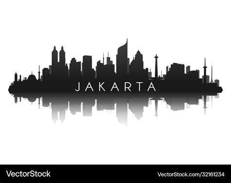 Jakarta skyline silhouette in black Royalty Free Vector