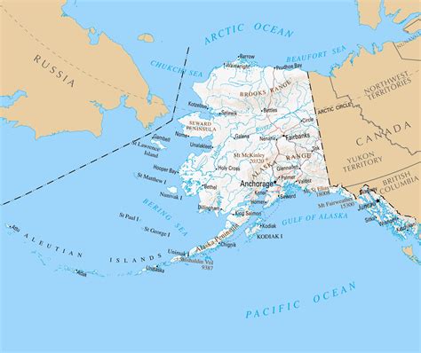 Large detailed map of Alaska state with relief and cities-20 Inch By 30 Inch Laminated Poster ...