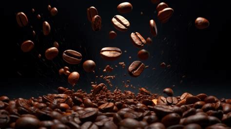 Premium AI Image | Falling coffee beans on dark background