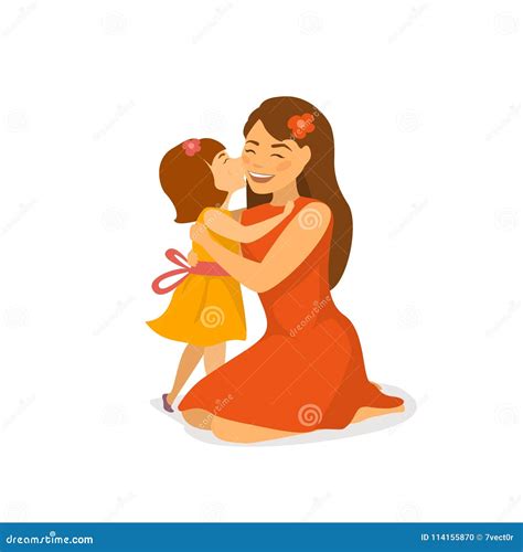 Daughter And Son Hugging Pregnant Mother Cartoon Vector | CartoonDealer.com #80968693