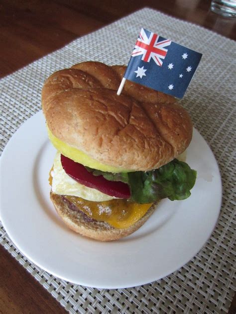 Aussie Burger - a burger, plus fried egg, beet root, slice of pineapple and a whole lot more ...