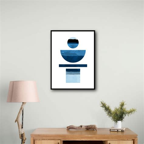 Abstract Shapes In Blue Wall Art