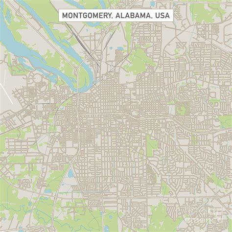 Montgomery Alabama Us City Street Map Digital Art by Frank Ramspott