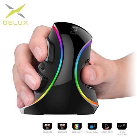 Delux M618 PLUS Mouse Vertical Game Wired / Wireless Mouse Ergonomic Optical RGB Light Mice For ...