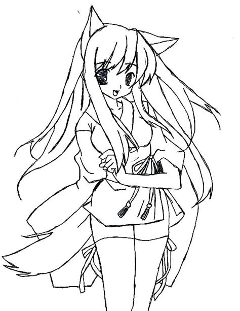 Anime Wolf Girl Coloring Pages at GetColorings.com | Free printable ...