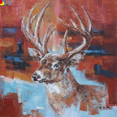 New Style Paintings Elk Handmade Oil Painting for Home Decoration Wall ...