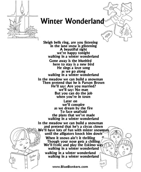 Bible Printables - Christmas Songs and Christmas Carol Lyrics - WINTER ...