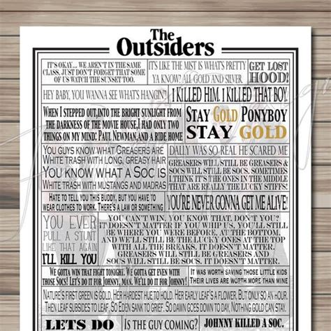 DIGITAL Download // the Outsiders Movie Quotes Print // - Etsy