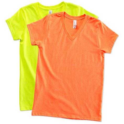 Custom District Juniors Neon V-Neck T-shirt - Design Juniors Short ...