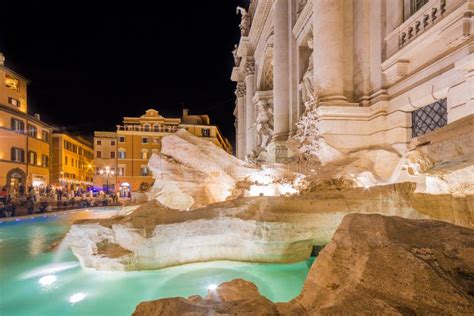 Trevi Fountain at night stock photo. Image of neptune - 83402196