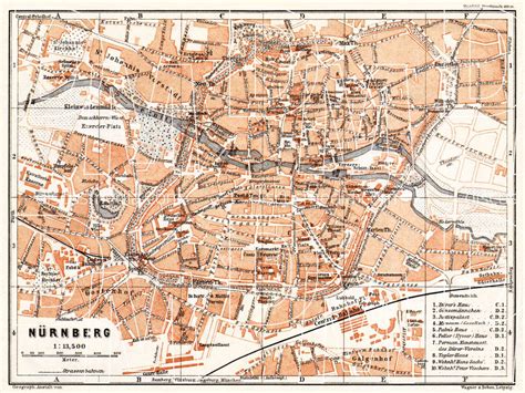 Old map of Nürnberg (Nuremberg) in Bavaria in 1906. Buy vintage map replica poster print or ...