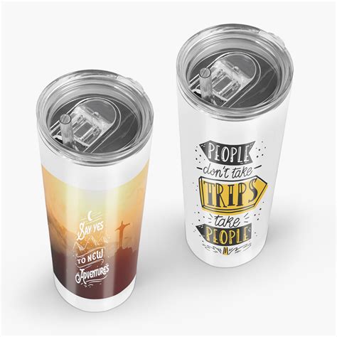 White Tumblers with Straw Gooten Print On Demand