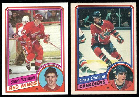 Lot of (2) Hockey Rookie Cards with 1984-85 O-Pee-Chee #259 Chris Chelios RC & 1984-85 Topps #49 ...