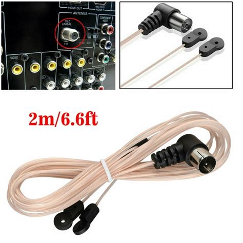 EEEkit Indoor FM Antenna 75 Ohm F Type Male Plug Connector Coax Coaxial Cable Wire for Table Top ...