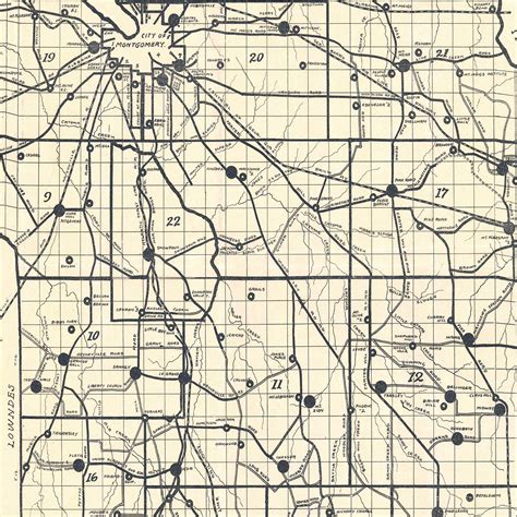 Vintage Map of Montgomery County, Alabama 1918 by Ted's Vintage Art