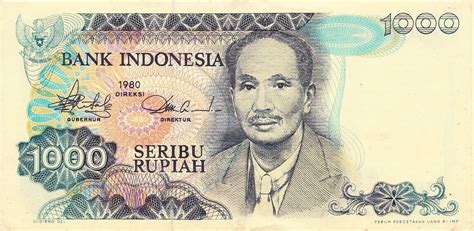 Uang Kertas Kuno Indonesia 1000 (seribu) rupiah tahun 1980