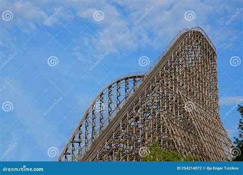 Wooden Roller Coaster. View on the Construction of a Large Wooden Rollercoaster Stock Photo ...