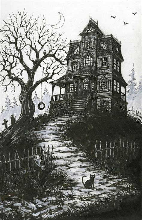 Haunted House - Etsy Canada | Haunted house drawing, Haunted house pictures, Halloween artwork