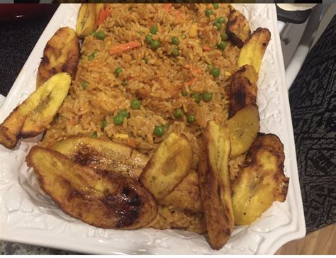 Nigerian Fried Rice with Shrimp and Fried Plantain - Covent Garden Market