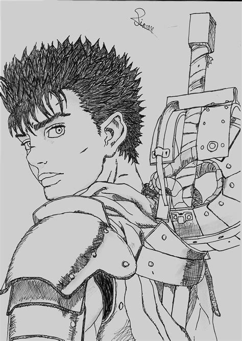 Man in armor sketch, drawing, Guts, Berserk, manga HD wallpaper | Wallpaper Flare